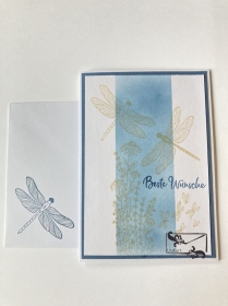 Glückwunschkarte zum ♡Geburtstag♡  mit Libellen und Grusstext Handgefertigt mit Stampin'Up Produkten - Handarbeit kaufen