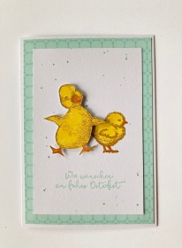 Grußkarte zu Ostern in Pastellfarbe Minzmakrone Handarbeit Stampin’Up Unikat - Handarbeit kaufen