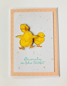 Grußkarte zu Ostern in Pastellfarbe Blütenrosa Handarbeit Stampin’Up Unikat - Handarbeit kaufen