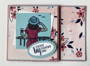 Frauen Glückwunschkarte★ Geburtstagskarte ★ Geldkarte ★ Gutscheinverpackung ★ Muttertag  - Pink/Blau/Hellblau  - Handarbeit kaufen