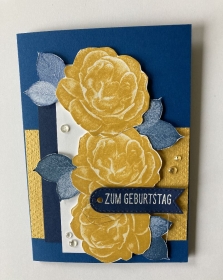  3D ♡ Geburtstagskarte ♡ mit Rosen und Grusstext Handgefertigt mit Stampin'Up Produkten - Handarbeit kaufen