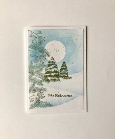  Weihnachtskarte mit Tannen;Schnee ☆Stampin up ☆Maskiertechnik☆ 