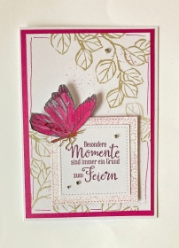 Glückwunschkarte Geburtstagskarte mit Schmetterling Handarbeit Handgefertigt Pink, Braun Karte UNIKAT - Handarbeit kaufen