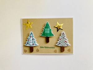 Weihnachtskarte 3D Karten handgefertigt aufwendig Karte geprägt Handarbeit Grußkarte 