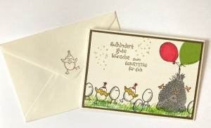 Geburtstagskarte Karte Glückwunschkarte Eier, Huhn Stampin'up  Handgefertigt 