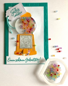 Glückwunschkarte Geburtstagskarte 3D Kaugummiautomat & Kugeln Handarbeit UNIKAT - Handarbeit kaufen