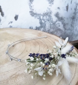 Vintagelook Blumen Haarreif Kopfschmuck Mille Fleurs Schleierkraut Lavendel - Handarbeit kaufen
