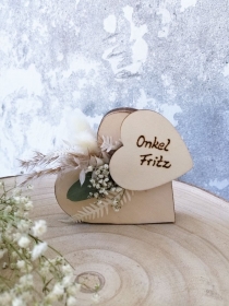 Holz Herz Gastgeschenk Hochzeit Tischkarte Namen - Handarbeit kaufen