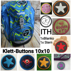 Stickdatei * Klett - Buttons*  ITH 10x10 *Stern und Blanko* - Handarbeit kaufen
