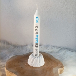 Personalisierte Kerzen mit Namen und Motiv zur Kommunion