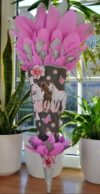   Schultüte Einhorn Pferd Pegasus Zuckertüte für Mädchen grau rosa