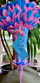  120 cm Schultüte Delfin Delphin Zuckertüte für Mädchen Muscheln - Handarbeit kaufen
