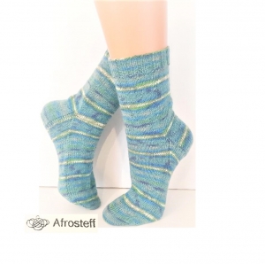 Handgestrickte Socken Gr. 39-41, Wollsocken mit gestreiftem Farbverlauf, Stricksocken, Socken gestrickt