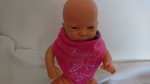 Baby Halstuch bestickt für eine Emilia zur Geburt - Handarbeit kaufen
