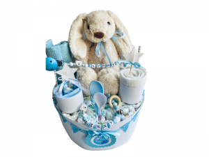 Windeltorte  Hase blau  personalisiert mit Name Geschenk Taufe Geburt Babyparty   (Kopie id: 100315360)