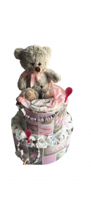 Windeltorte Baby Girl Mädchen Bär Teddy personalisiert mit Name Geschenk Taufe Geburt Babyparty   (Kopie id: 100315361) (Kopie id: 100320075) - Handarbeit kaufen