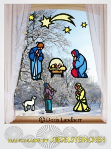 Fensterbild Weihnachten mit 8 Motiven 
