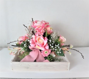 Tischgesteck, Tischdeko groß, weiß rosa edel romantisch - Handarbeit kaufen
