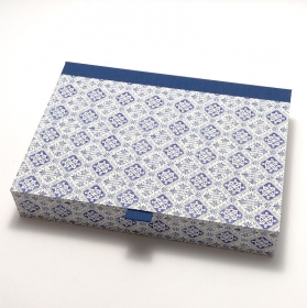 Große Schachtel mit Klappdeckel für DIN A4 Papiere blaue Ornamente - Handarbeit kaufen