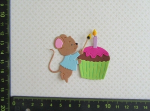 Kartenschmuck Stanzteile Scrapbooking Happy Birthday Maus - Cupcake