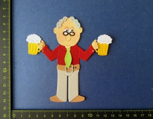 Stanzteile Kartenschmuck Kartenaufleger Scrapbooking Lustiger Opa mit Bier