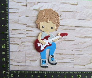   Stanzteil  Kartendeko  Kartenschmuck Scrapbooking Kindergeburtstag Cooler Boy mit Gitarre