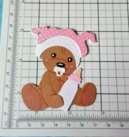   Stanzteil  Kartendeko  Kartenschmuck Scrapbooking  Teddy Baby Geburt