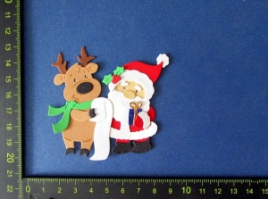  Stanzteile  Kartendeko  Kartenschmuck Scrapbooking Santa claus mit Rentier