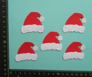  Stanzteile  Kartendeko  Kartenschmuck Scrapbooking 5x Weihnachtsmützen