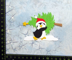  Stanzteile  Kartendeko  Kartenschmuck Scrapbooking süßer Pinguin mit Weihnachtsbaum