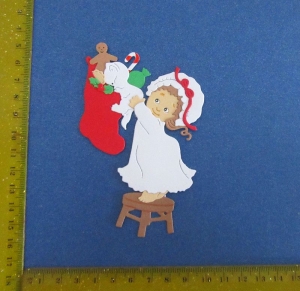  Stanzteile  Kartendeko  Kartenschmuck Scrapbooking Weihnachten süßes Mädchen mit Weihnachtsstiefel