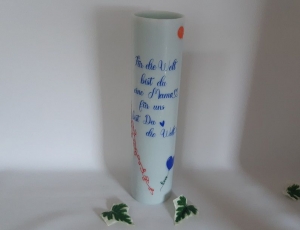 Windlicht / Wachslicht ~ absolutes Unikat ~ XXL ~ 37 cm ~ auch als Boden Vase verwendbar ~ Pastellblau - Handarbeit kaufen