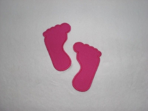 2 große Füße in pink, Stickapplikation zum Aufbügeln                   - Handarbeit kaufen