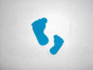Füße Set, 1 großer + 1 kleiner Fuß in türkisblau, Stickapplikation zum Aufbügeln                            - Handarbeit kaufen