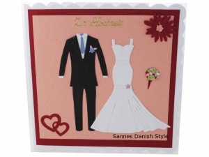 Hochzeitskarte, Glückwunschkarte für das glückliche Brautpaar , schöne Karte zur Hochzeit für Braut und Bräutigam , ca. 15 x 15 cm - Handarbeit kaufen