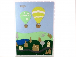 Heißluftballons, Geburtstagskarte, Gutschein für ein Ballonfahrt, Faltkarte, die Karte ist ca. DIN A5 Format 