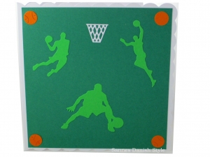 Geburtstagskarte, Basketballkarte,  Basketball, Grußkarte, Basketballspieler, Netz, ca. 15 x 15 cm