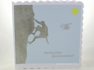 Geburtstagskarte für Bergsteiger, per Hand gemachte Grußkarte, jetzt kaufen, die Karte ist  ca. 15 x 15 cm
