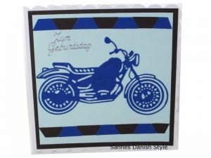 3D Geburtstagskarte, Motorradfahrer, Geburtstagskarte, Geburtstagskarte Motorrad, Biker Karte, blaues Motorrad die Karte ist ca. 15 x 15 cm - Handarbeit kaufen