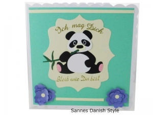 Panda Geburtstagskarte mit Text, Ich mag dich und Bleib wie du bist, 3D Grußkarte Panda, die Karte ist  ca. 15 x 15 cm - Handarbeit kaufen