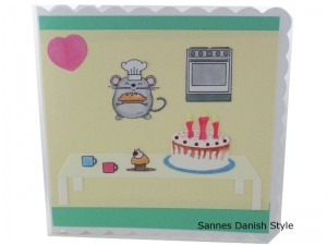 Geburtstagskarte, Backen, Geburtstagstorte, Bäckerin, Grußkarte zum Geburtstag, Muffin, die Karte ist ca. 15 x 15 cm - Handarbeit kaufen