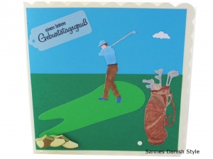 Schöne Geburtstagskarte mit Golfmotive, für Golfer, Golfspieler, für den Mann, Herzlichen Glückwunschkarte, Golfkarte, die Karte ist ca. 15 x 15 cm - Handarbeit kaufen
