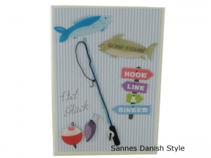 Geburtstagskarte Angler, Anglerkarte, Ruhestandskarte, Angelruten, Fische, die Karte ist  DIN A6 (14,8 x 10,5 cm) Format - Handarbeit kaufen