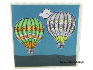 Karte mit Heißluftballons, Ballonfahrt, Geburtstagskarte oder für eine andere Anlass, Grußkarte ohne Text, die Karte ist ca. 15 x 15 cm - Handarbeit kaufen
