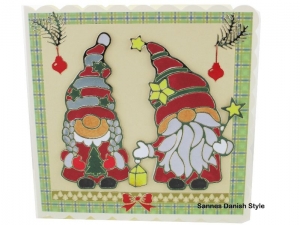Tolle Weihnachtskarte mit Wichteln, Weihnachtskarte mit Stickermotive, traditionelle Weihnachtskarte, die Karte ist ca. 15 x 15 cm