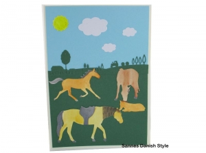 XL Geburtstagskarte mit Pferde auf eine Wiese. Aquarellkarte, mit Pferde und Fohlen, Reiterkarte, die Karte hat DIN A5 Format