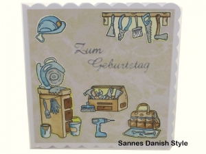 Karte für Heimwerker, Handwerker, Geburtstagskarte mit Werkzeug, Geldgeschenkkarte für Werkzeug, die Karte ist ca. 15 x 15 cm