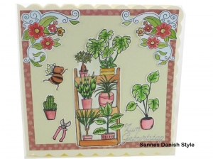 Geburtstagskarte, 3D Grußkarte für Pfanzenfreunde, Blumentöpfe und Grünpflanzen, Aquarellkarte, die Karte ist ca. 15 x 15 cm - Handarbeit kaufen