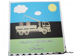 RESERVIERT, Geburtstagskarte für LKW Kranführer, die Karte ist ca 15 x 15 cm 
