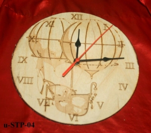 Zifferblatt mit Steampunk-Motiv NR4 aus Holz mit Laser - Brandmalerei Durchmesser 195mm 